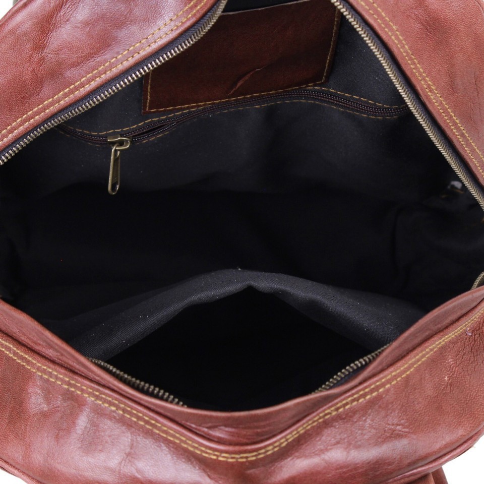 Leather Bag Backpack Messenger Laptop Dark Brown 17 Inches Handmade World