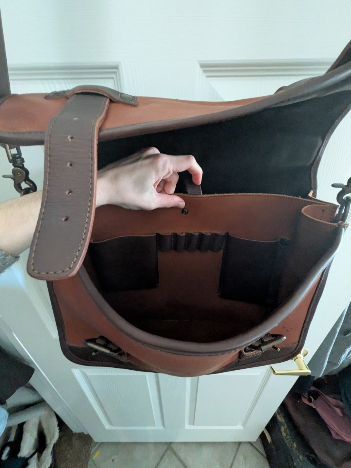 Buffalo Jackson Trading Denver Leather Briefcase Brown Bag w/Strap