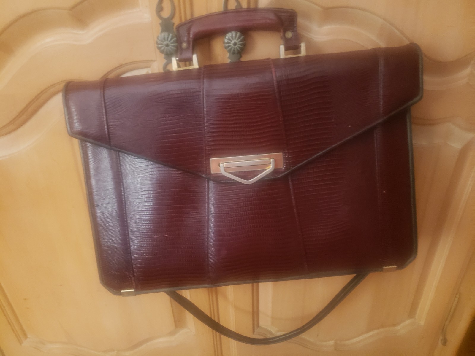 vintage Genuine Lizard Brown Briefcase 17 × 11 inches