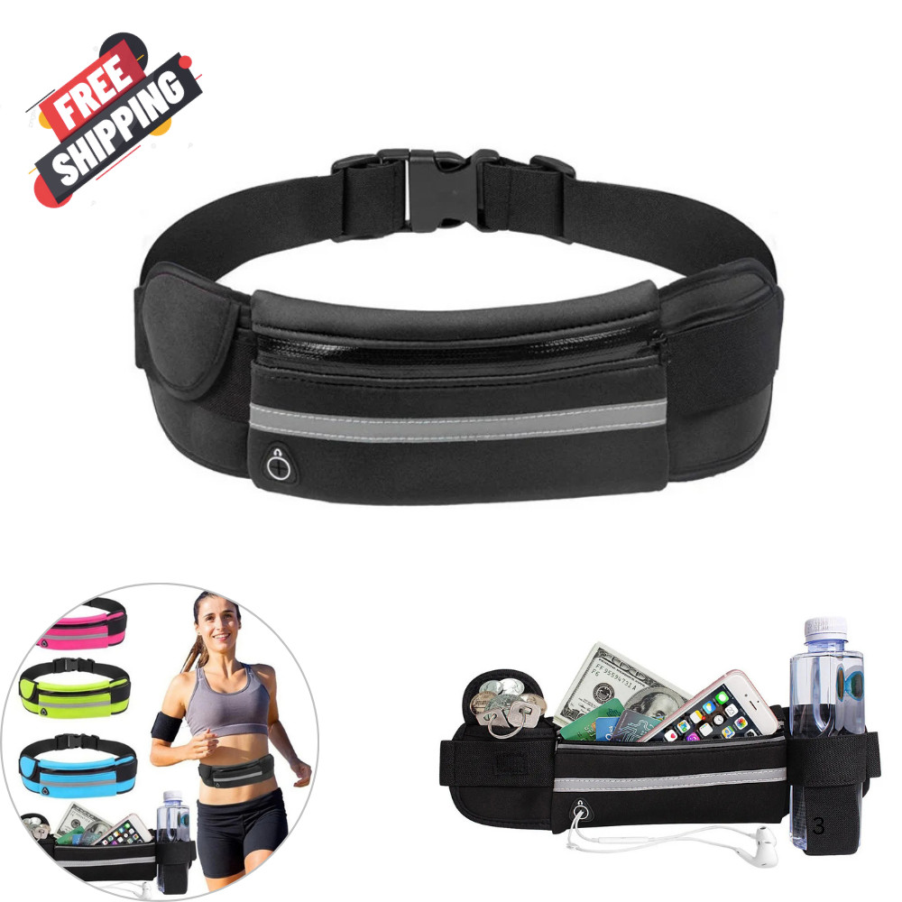 Waterproof Waist Bum Bag Running Jogging Phone Belt Pouch Zip Fanny Pack