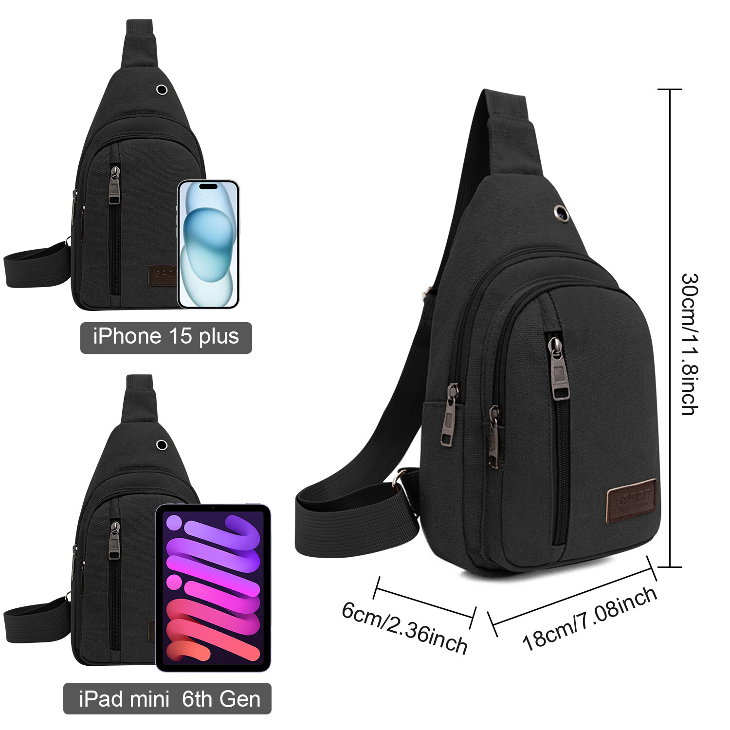 Men’s Anti-Theft Sling Backpack – Crossbody Chest Bag with USB Charging Port