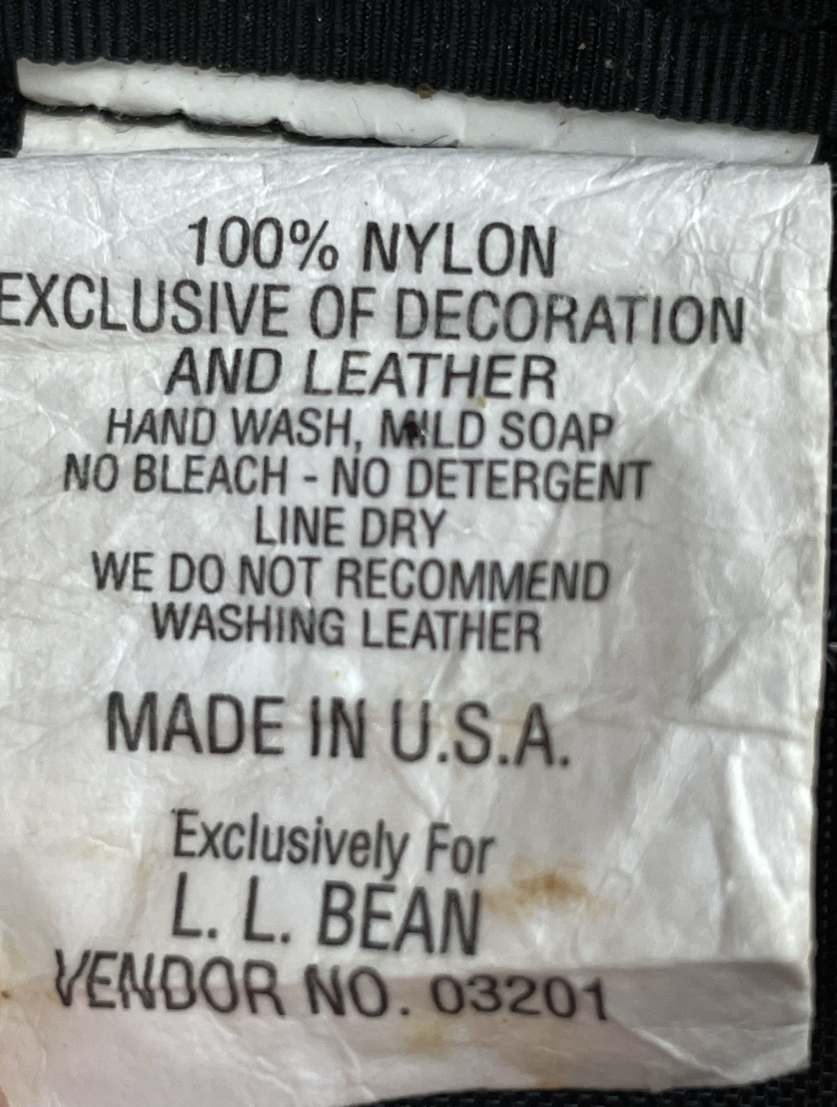 L.L. Bean Drawstring Rucksack Black Backpack Aztec Southwest Nylon Leather USA