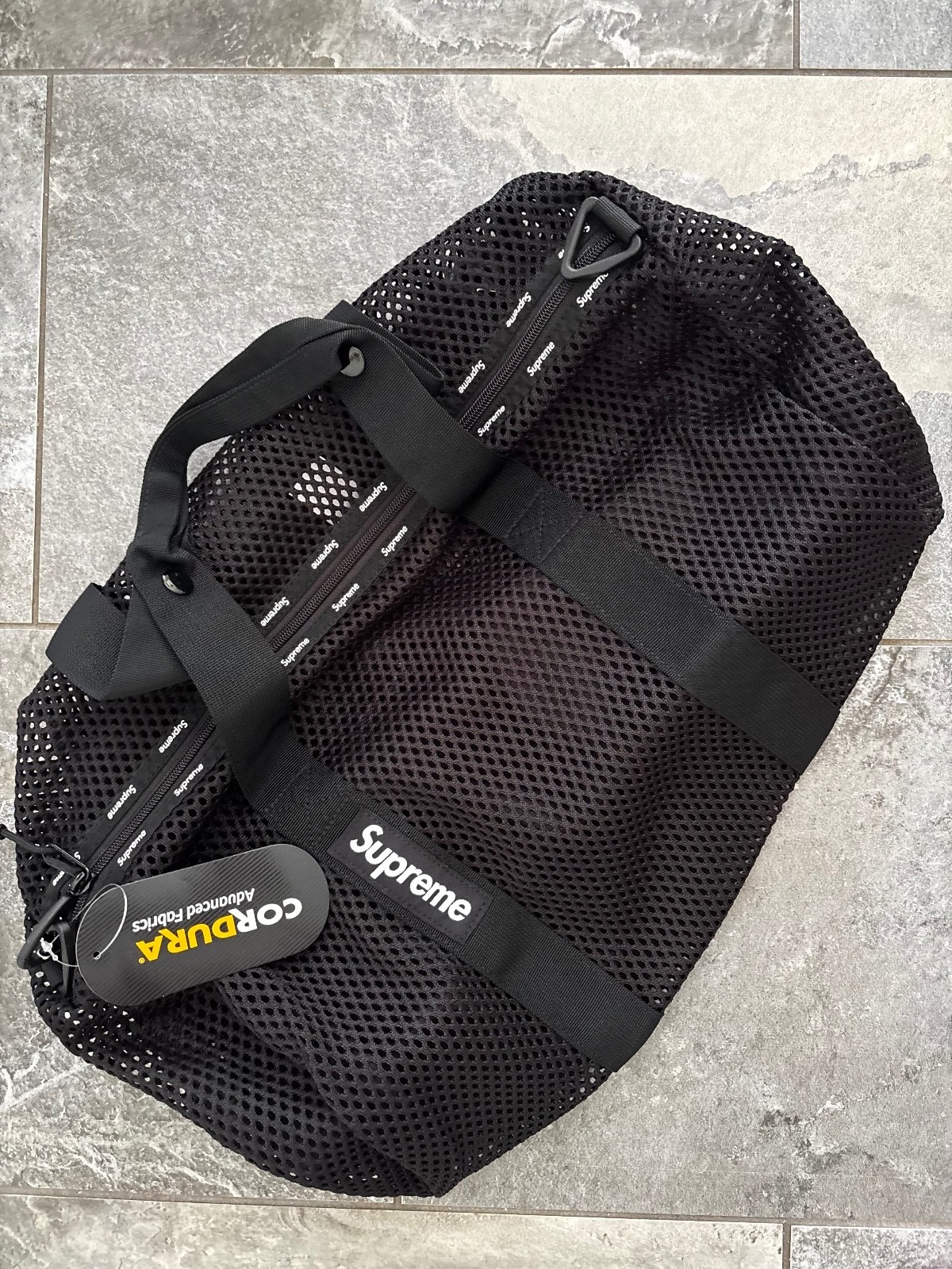 Supreme Black Mesh Duffle Bag SS23
