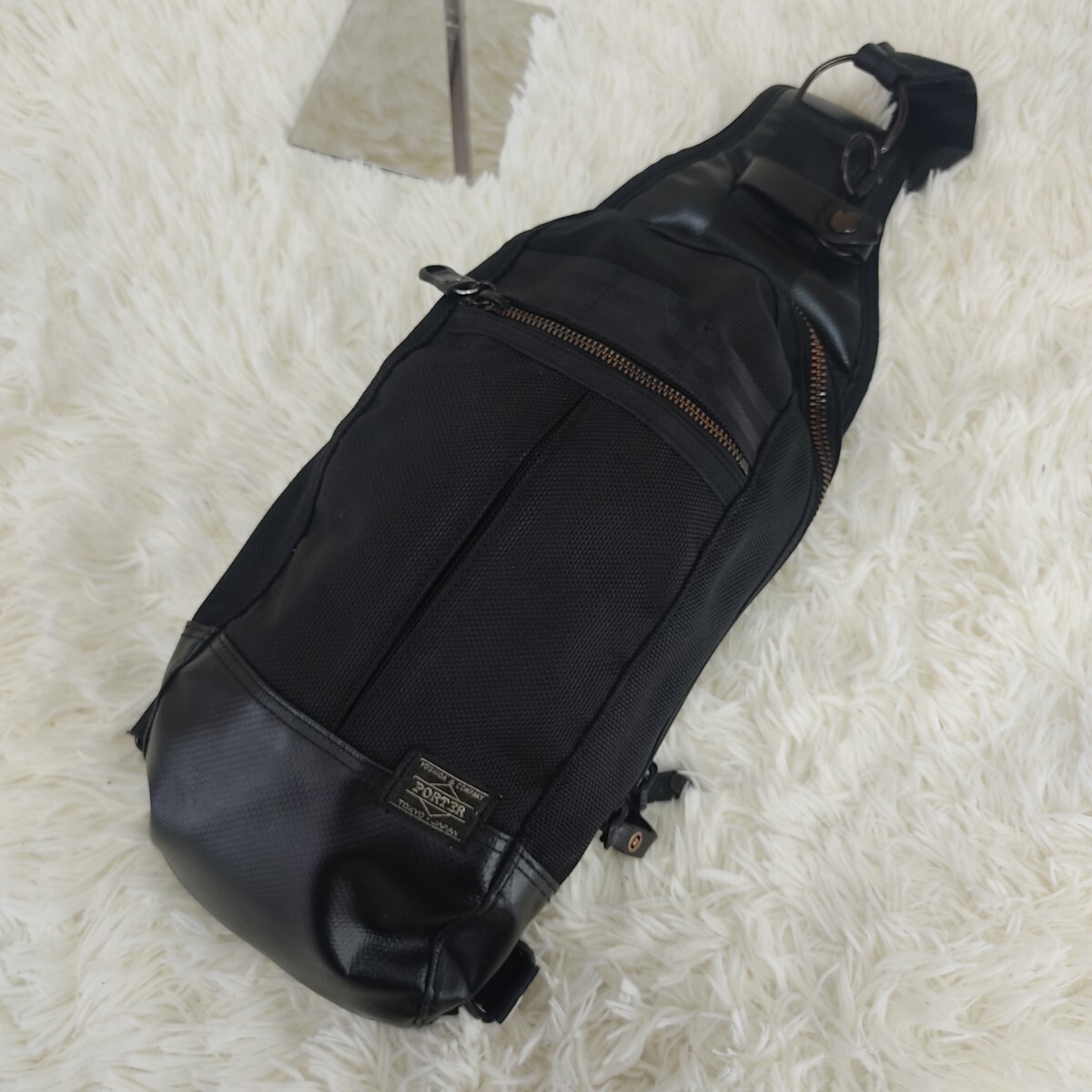 YOSHIDA PORTER Used HEAT BODY BAG Black W8in x H14in Japan