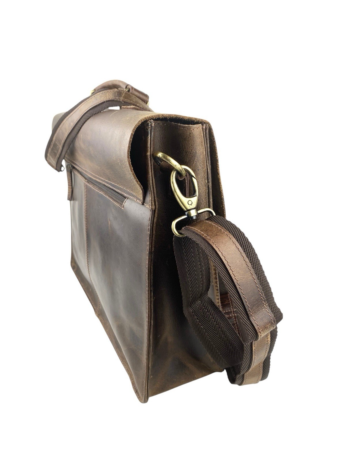 Distressed Buffalo Leather Briefcase Laptop Messenger Bag Satchel Brown Unisex