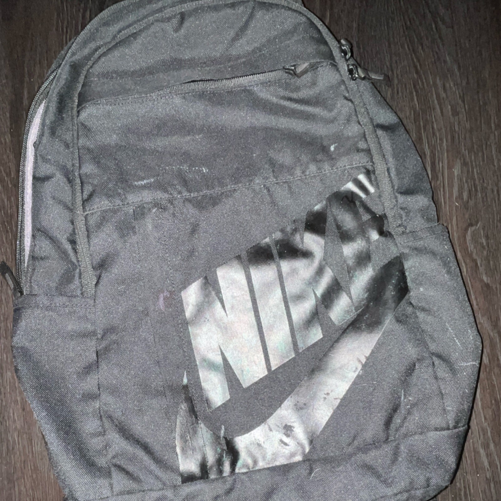 Nike Black Zip Backpack for Men, Padded, Outer Pockets, Sports Logo