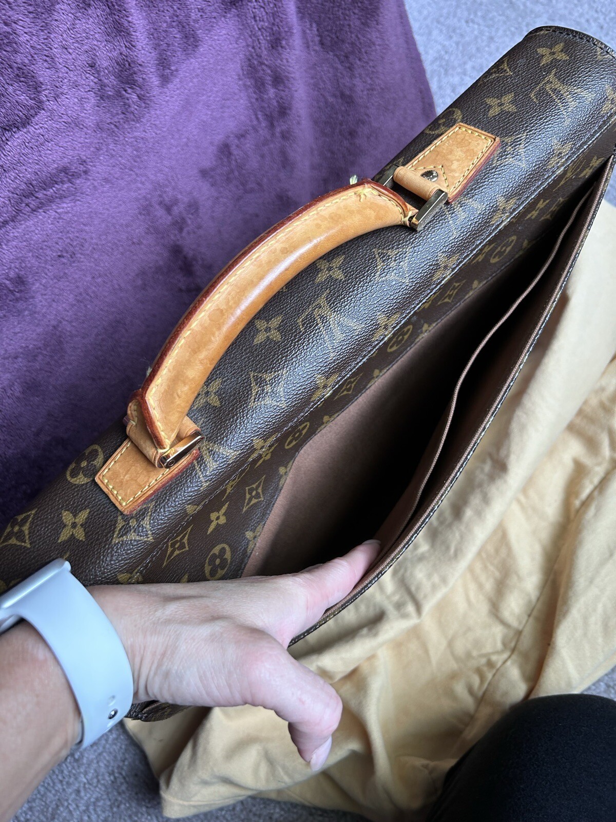 Louis Vuitton Robusto Briefcase Monogram Canvas Brown M53027 w/ Keys Authentic