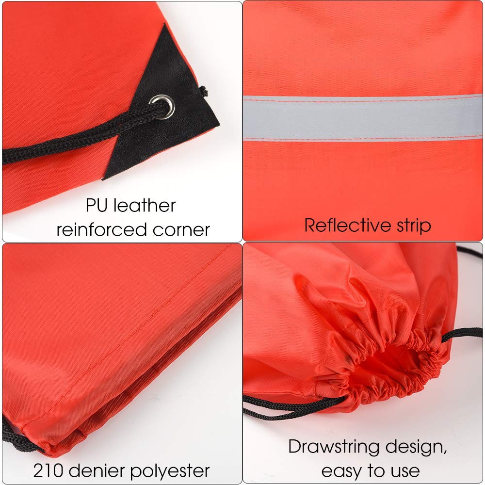 KUUQA 15 Pack Drawstring Backpack Bag Bulk Reflective Backpack String Bags Ci…