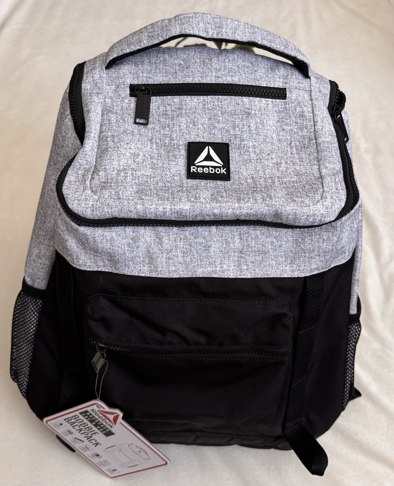 Reebok Unisex Adult Bobbie Top Loader 18.5″ Laptop Backpack, Light Heather Grey