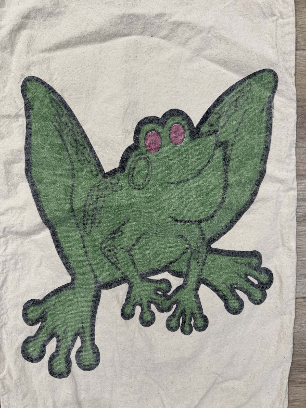 Vintage 90s Ocean House Frog Drawstring Bag LARGE 19×30 Canvas USA Sack Beach