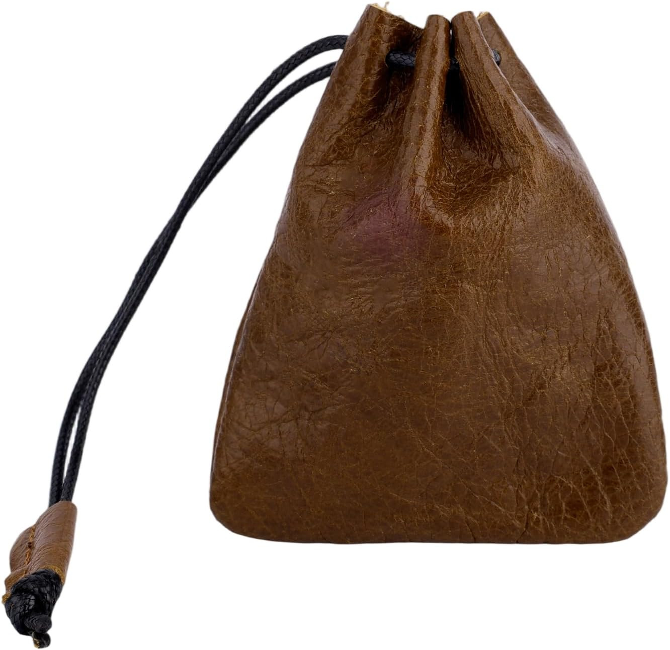 Leather Drawstring Pouch, Cowhide Vintage Leather Storage Bags Pouch Medieval