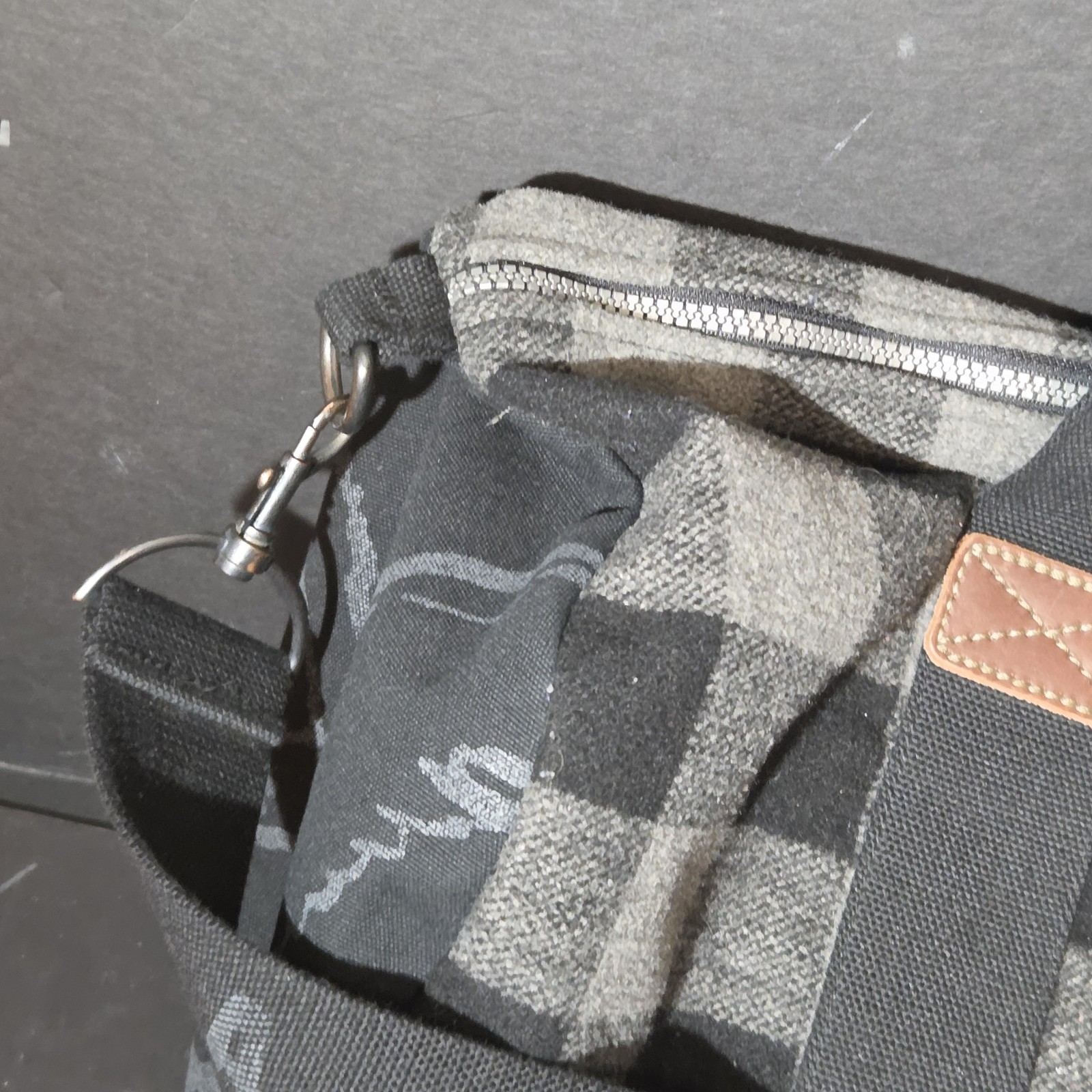 American Eagle Outfitters Black and Gray Plaid Flannel Weekender Duffle Bag AEO