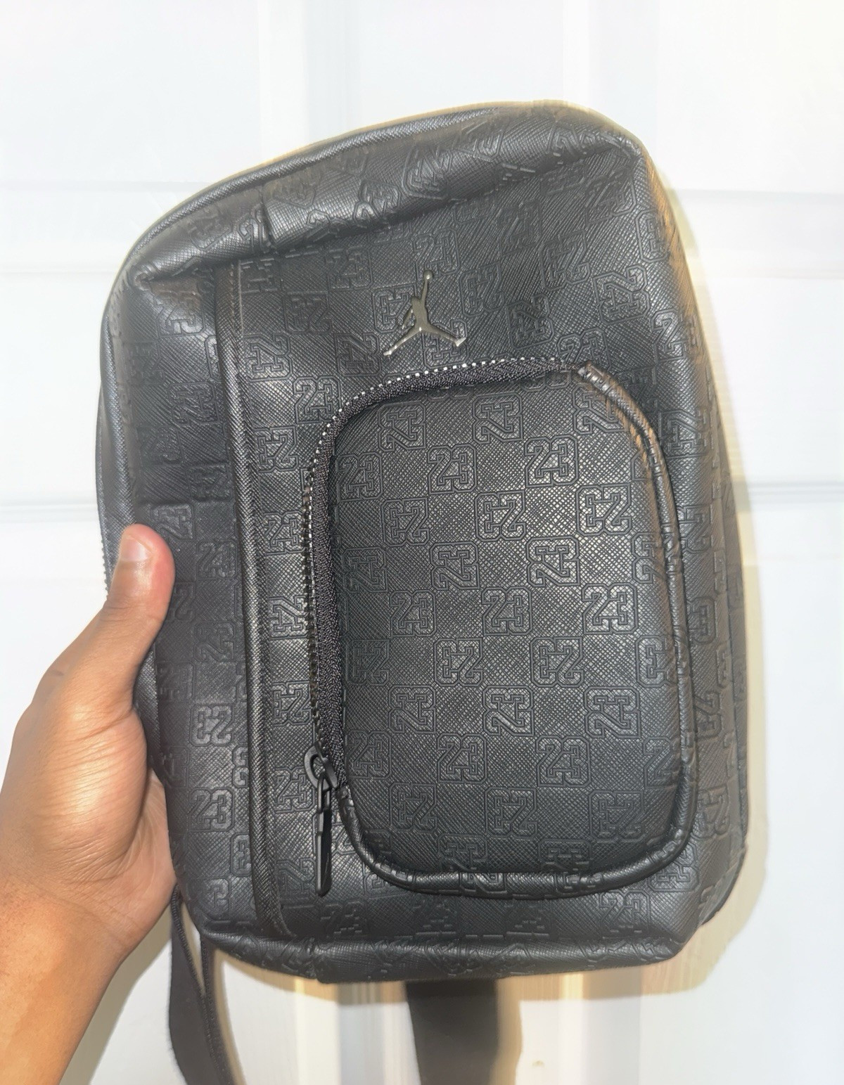 Jordan Black Monogram Crossbody Sling Bag Medium Zip Pockets Adjustable Strap