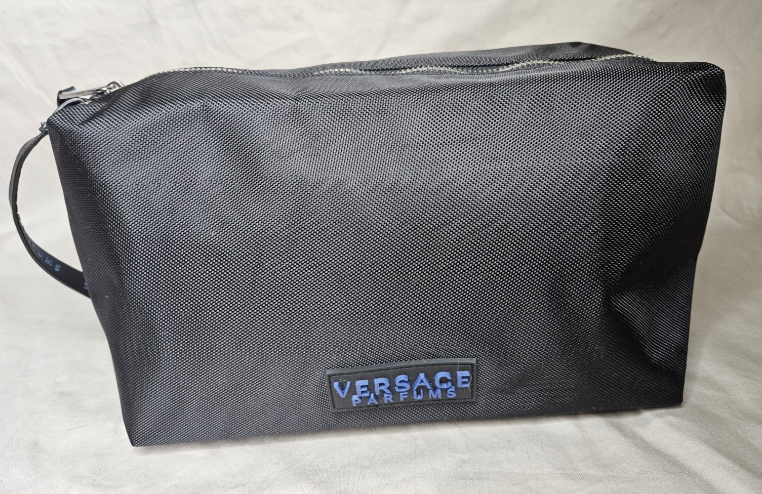 Versace Parfums Trousse Uomo Pouch For Men Black Blue Toiletry Travel Bag NEW