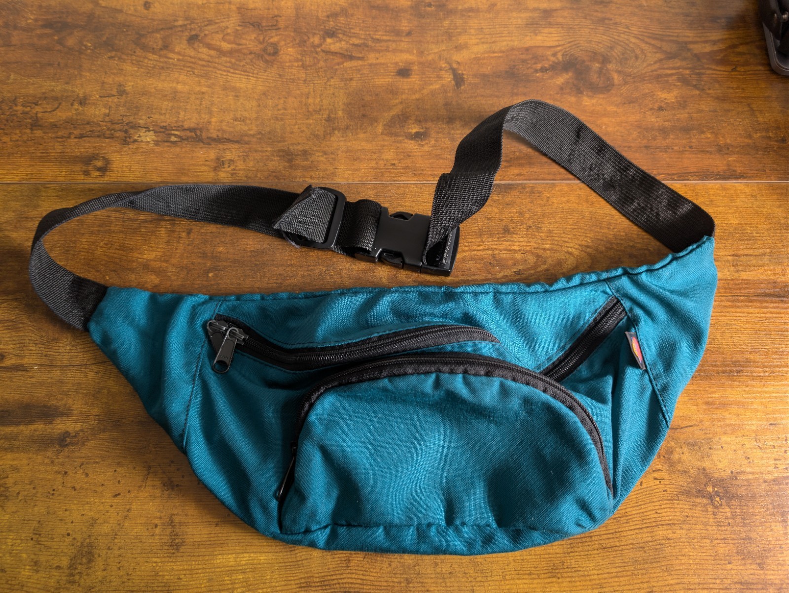 Vintage 90s SunDog Fanny Pack Made in USA Teal Canvas Waist Bag ITW Nexus