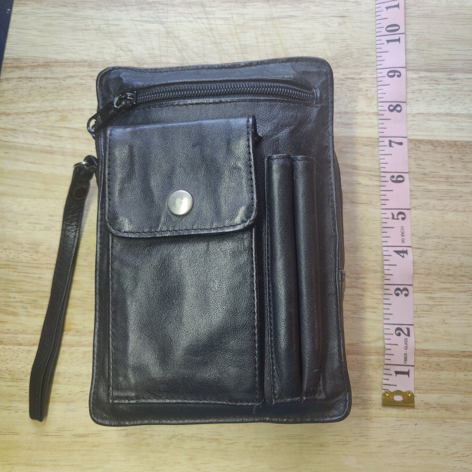 Euro Gen Leather Black Fashion Utility Travel Bag Made In Korea Great Condition