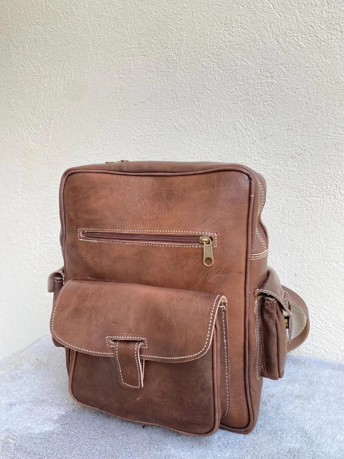 Handcrafted Genuine Leather Square Backpack – Brown | 38cm x 30cm