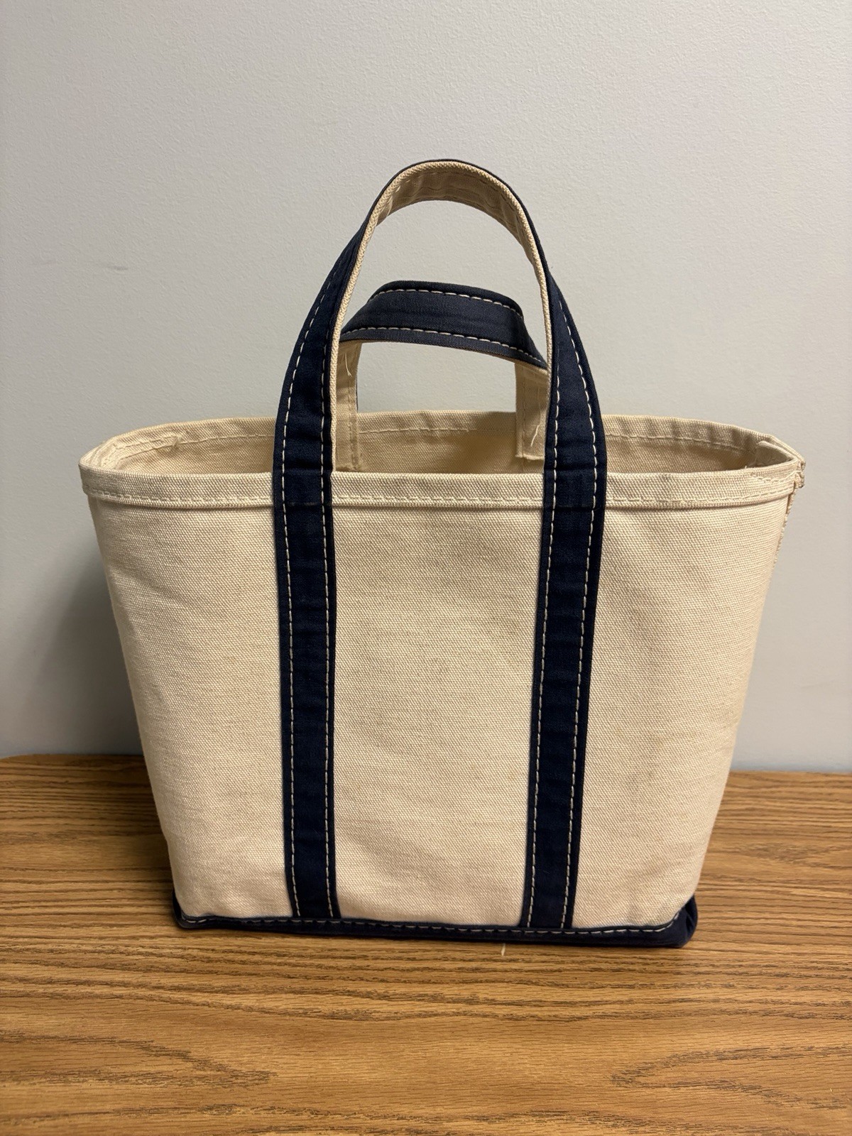 Vintage 1980s LL Bean Boat And Tote Bag Navy Blue Size Medium Freeport Maine