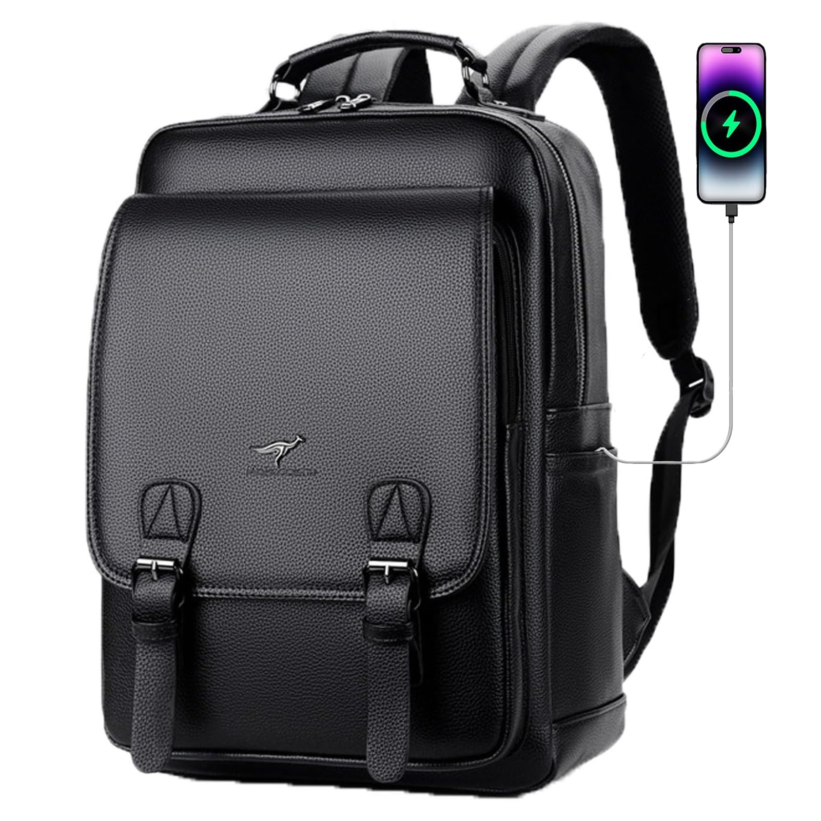 Business Mens Genuine Leather School Backpack Laptop Travel Waterproof Bag 6010