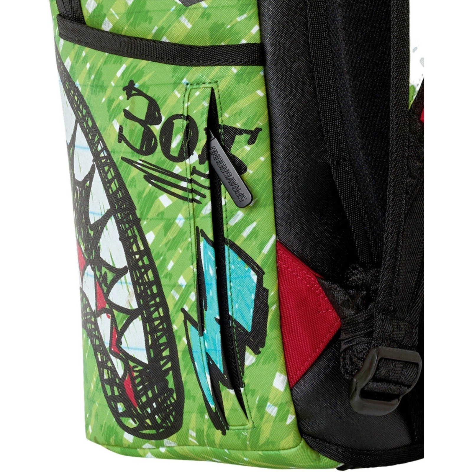 Sprayground Money Bear Doodle Backpack🔥Black Green Bookbag Large School Bag
