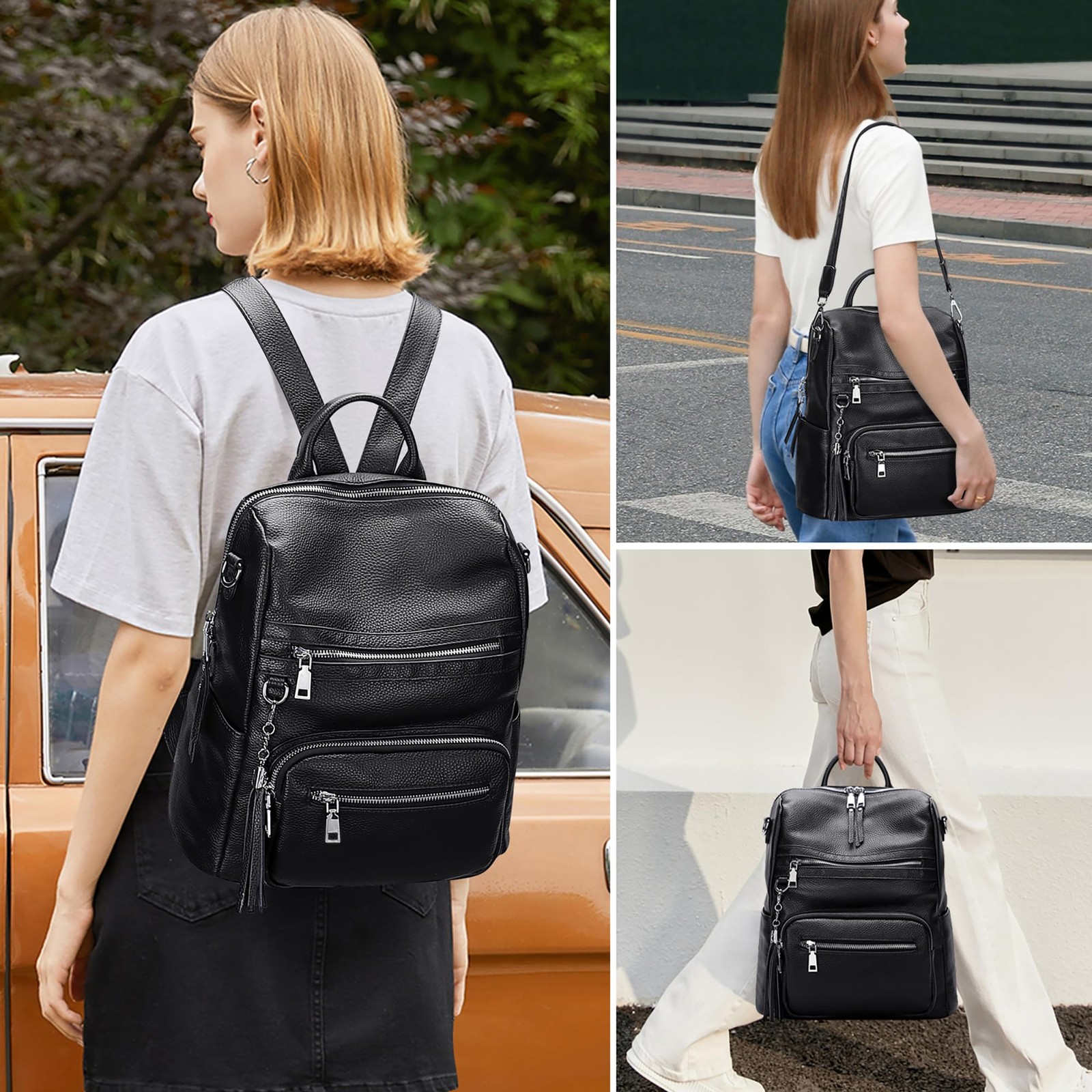 Genuine Leather Backpack Purse for Large Shoulder Bag With Laptop Compartment…