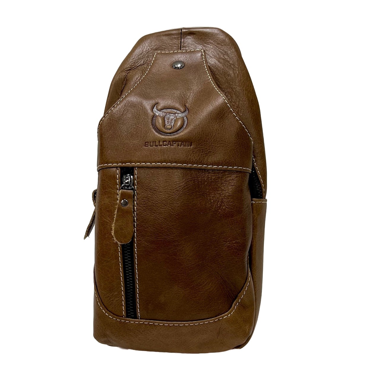 Mens Sling Leather Crossbody With Rivets, Metal Hardware, Crafted Sewn 3 Colors