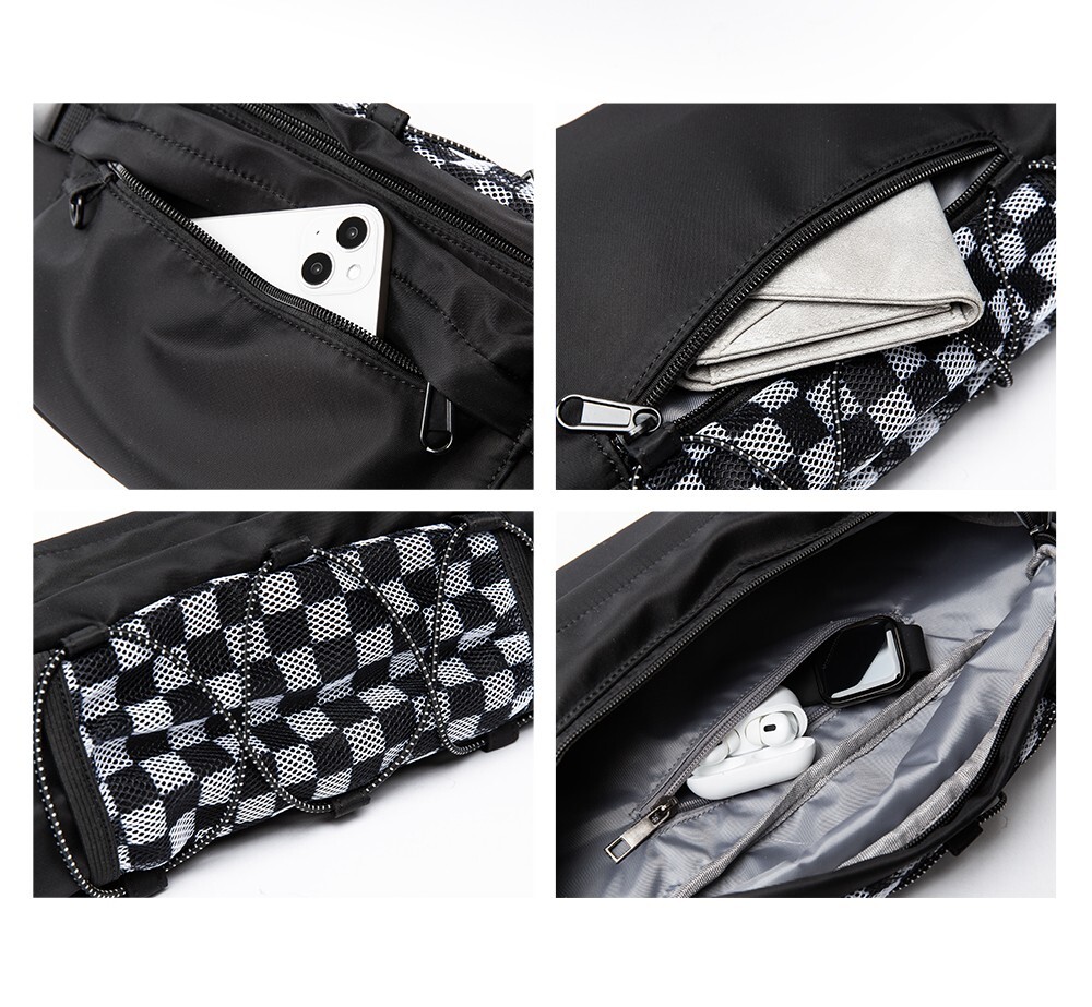 Black Fanny Pack Waterproof Shoulder Bag Sport Hiking Large Waist Chest Bag