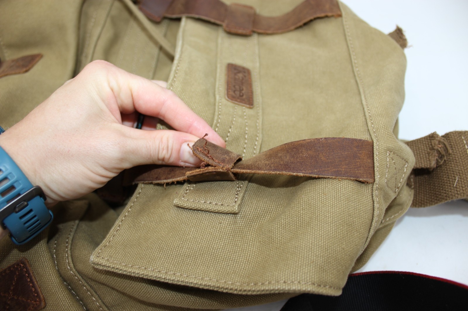 Kattee Canvas Material Leather Straps Pockets Buckle Closures Backpack Large 20″