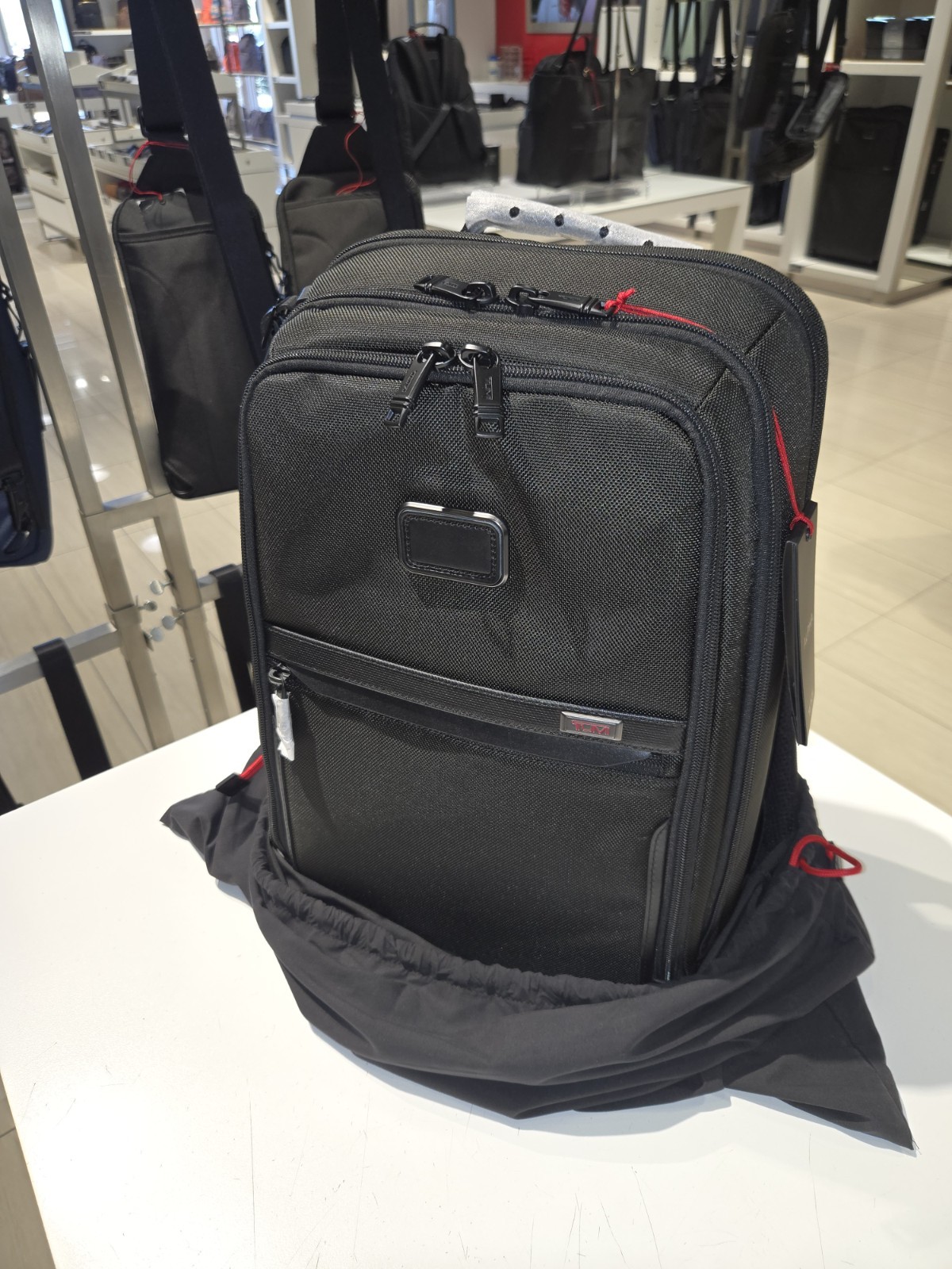 NWT TUMI ALPHA Blk Ballistic Nylon Slim Backpack+Red Pouch+Organizer Travel Tote