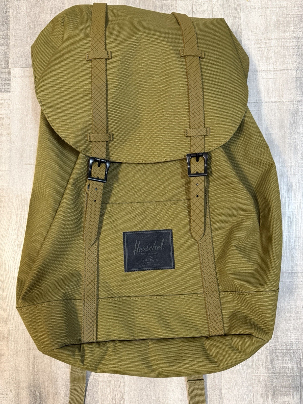 Herschel Little America Backpack Olive Green Red Stripe Laptop Bag Unisex