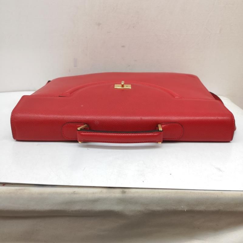 Bally 2-way Leather Briefcase Shoulder Bag Red Spacious Designer 37x27x6cm
