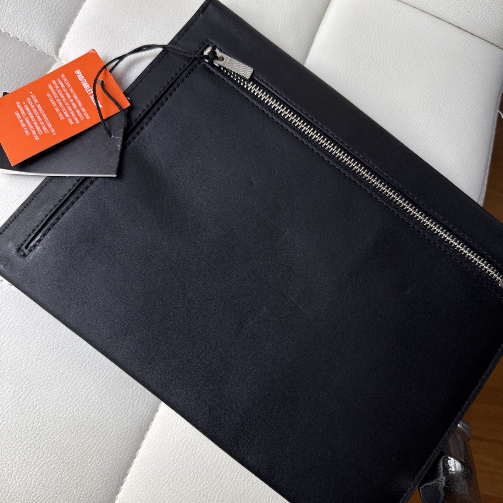 NWT Jack Spade Zip Snap Tablet Sleeve Portfolio Black Leather Pouch Case