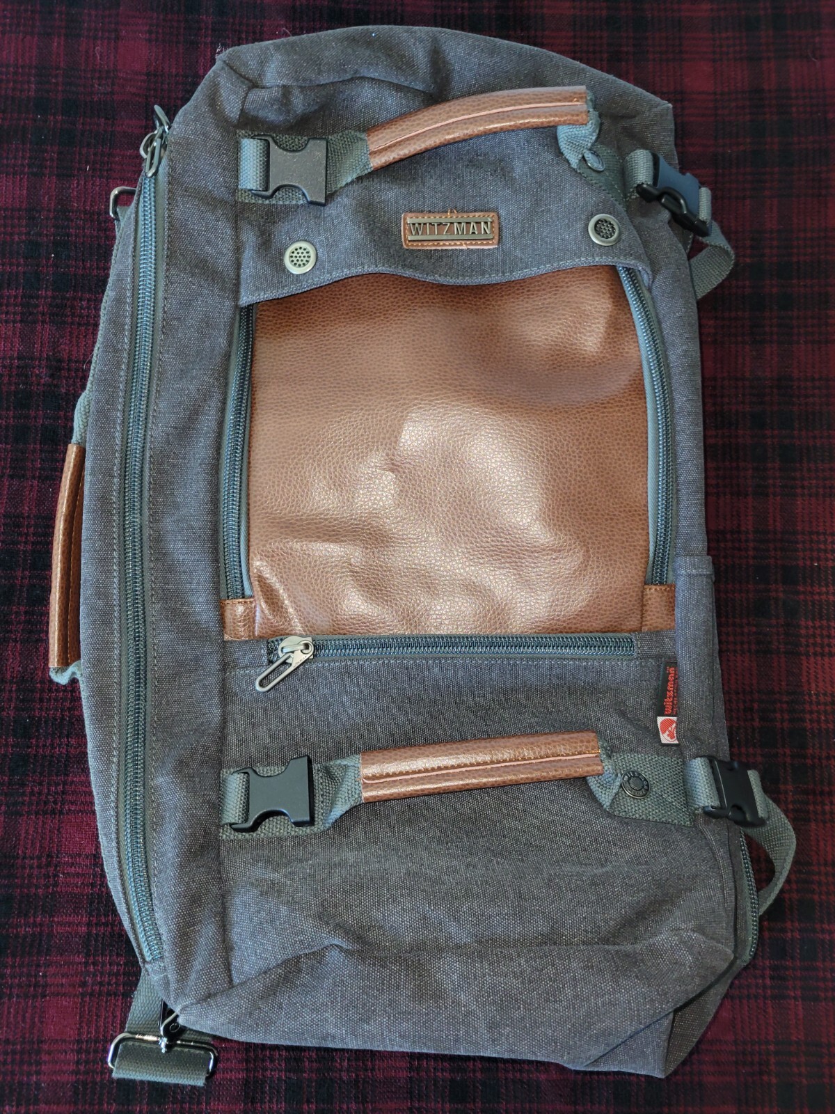 WITZMAN Canvas Backpack Vintage Style Travel Backpack Hiking Luggage Rucksac