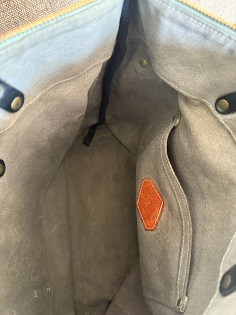 Winter Session Felix Waxed Canvas Tote Gray Leather Trim Made USA Shoulder Bag