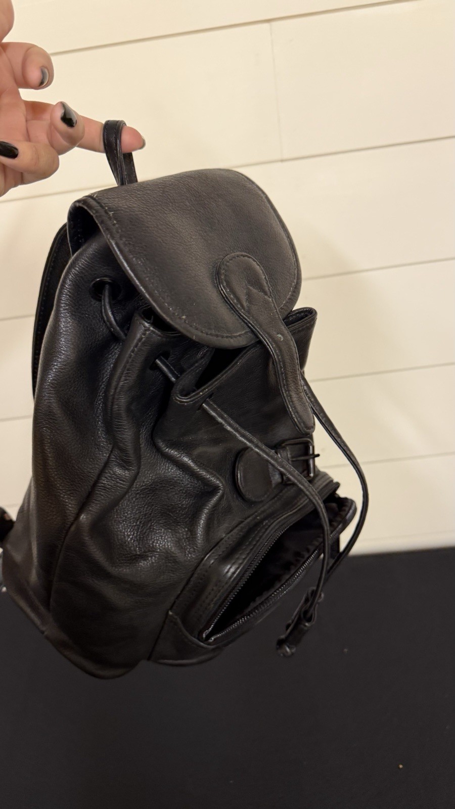 Harley-Davidson Black Drawstring Backpack w/ Buckle Zip, Pockets, Biker