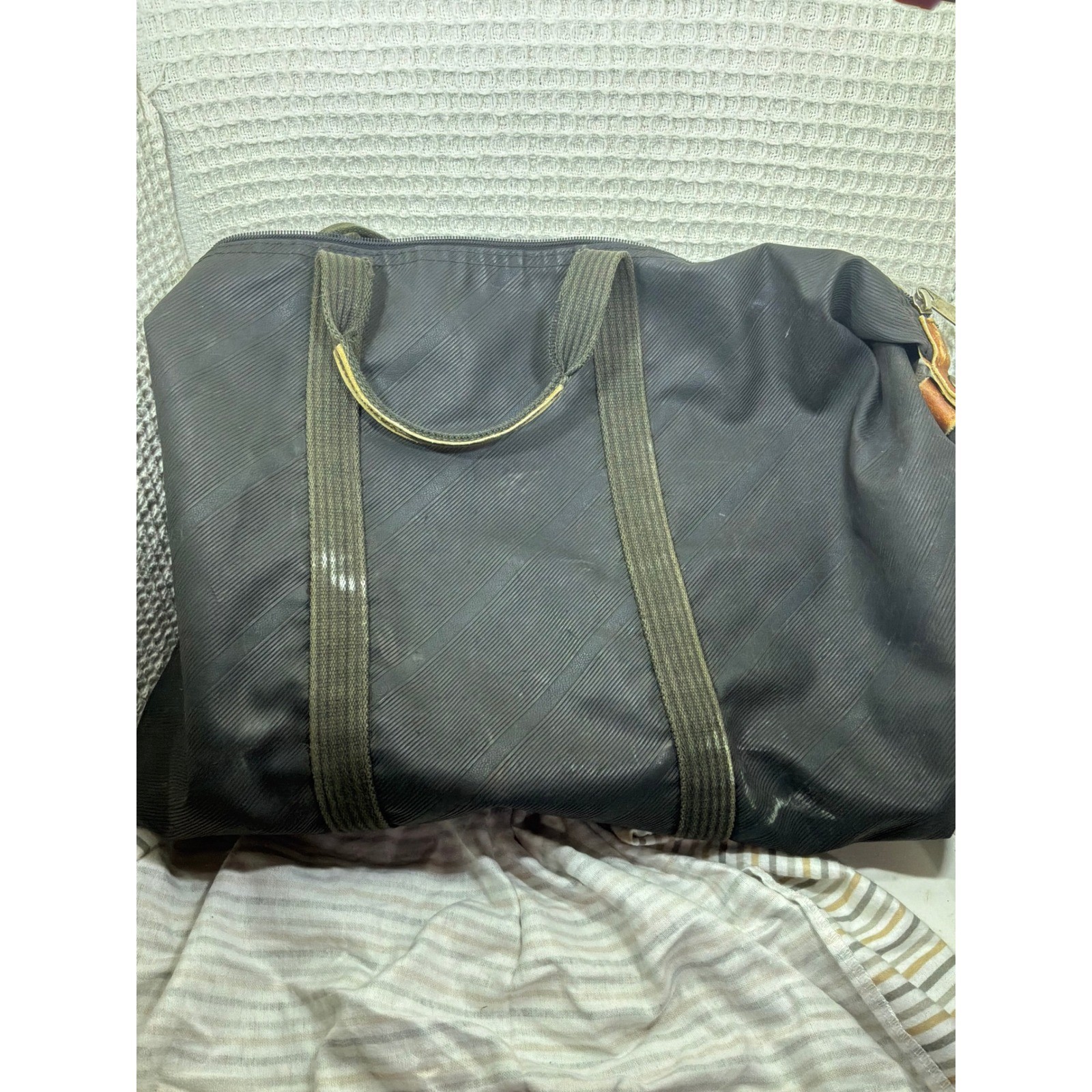 [Gorpcore] Unisex Chanterelle Duffle Bag Large Black Ribbed Rubber Leather