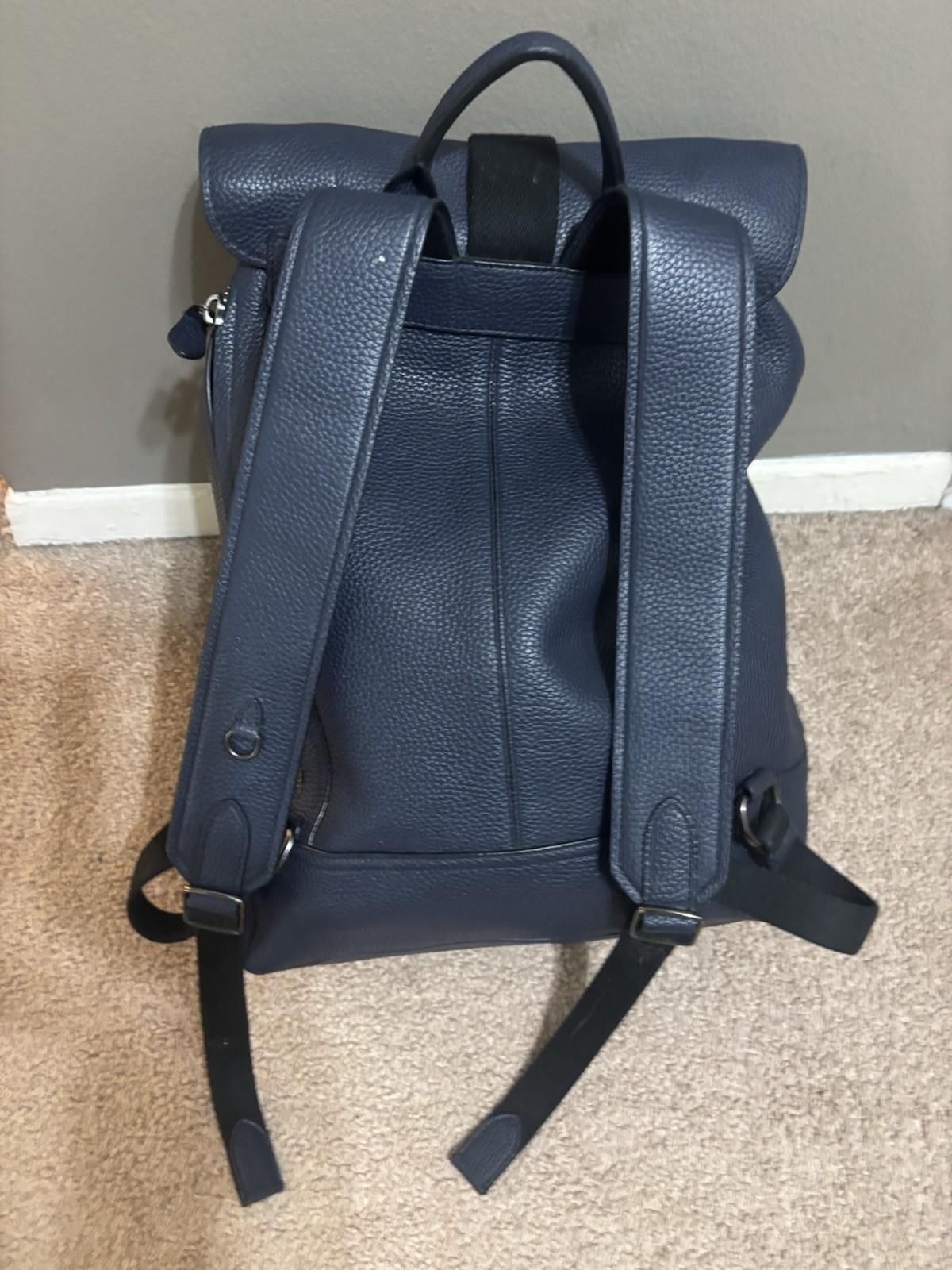 COACH 29523 Bleecker Backpack Navy Blue Pebble Leather