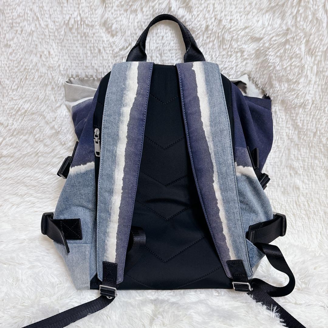 Diesel Men Navy Denim Roll Top Backpack 36x41x18cm Vintage Luxury Stylish Casual