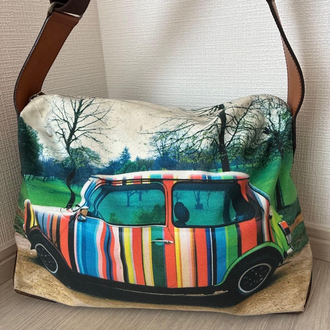 Paul Smith Mini Cooper Multi-Stripe Shoulder Bag Crossbody Brown Canvas Vintage