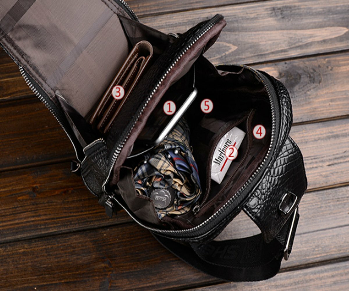Men’s Crocodile Pattern Sling Bag Shoulder Crossbody Satchels Chest Bag Daypack