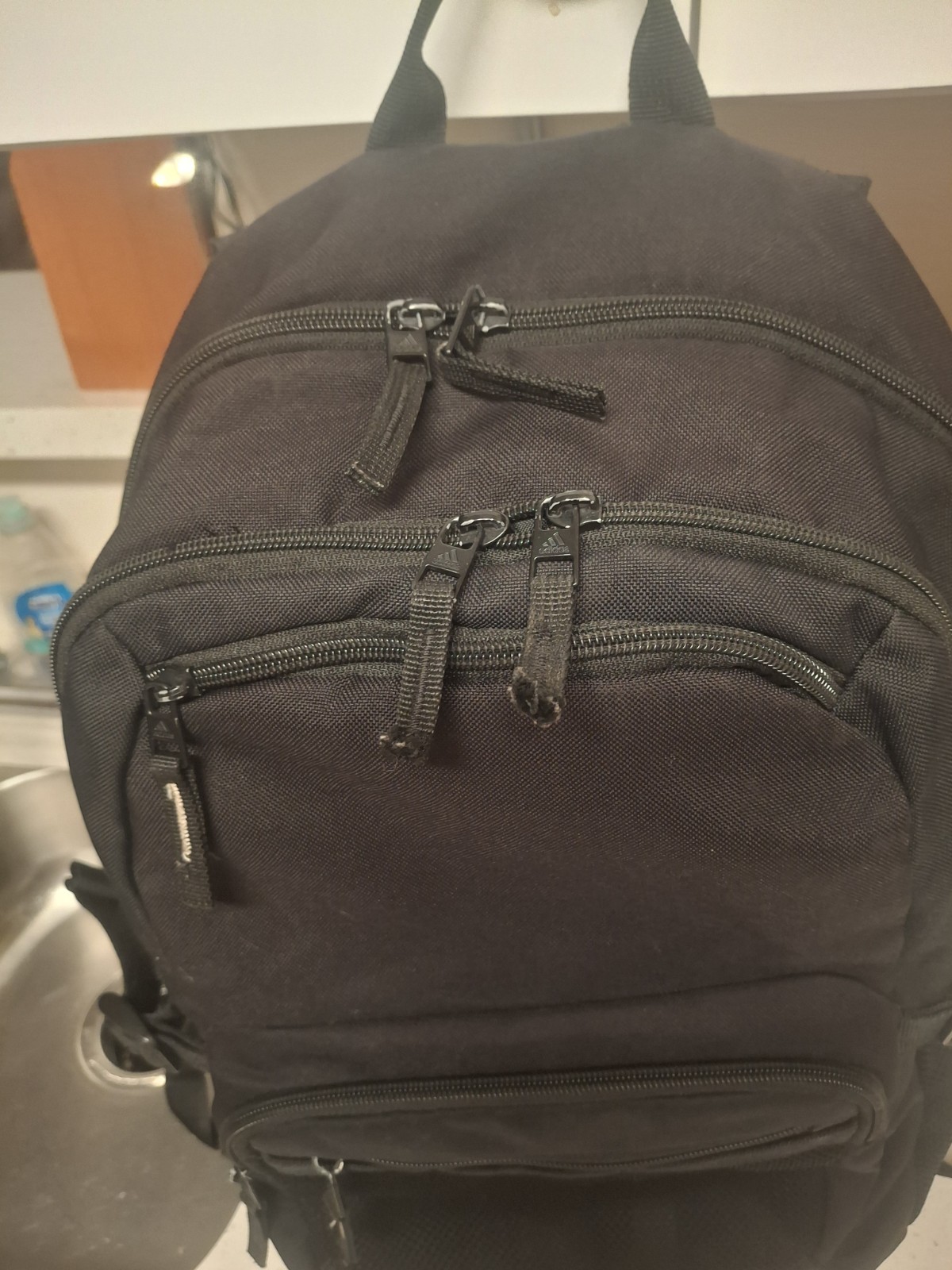 Adidas Backpack Black/White 3 Stripe Webbing Adjustable, Laptop, Straps Unisex