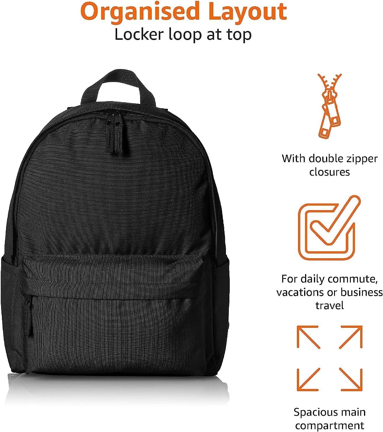 Backpack for School Study Travel Durable Classic Design Black