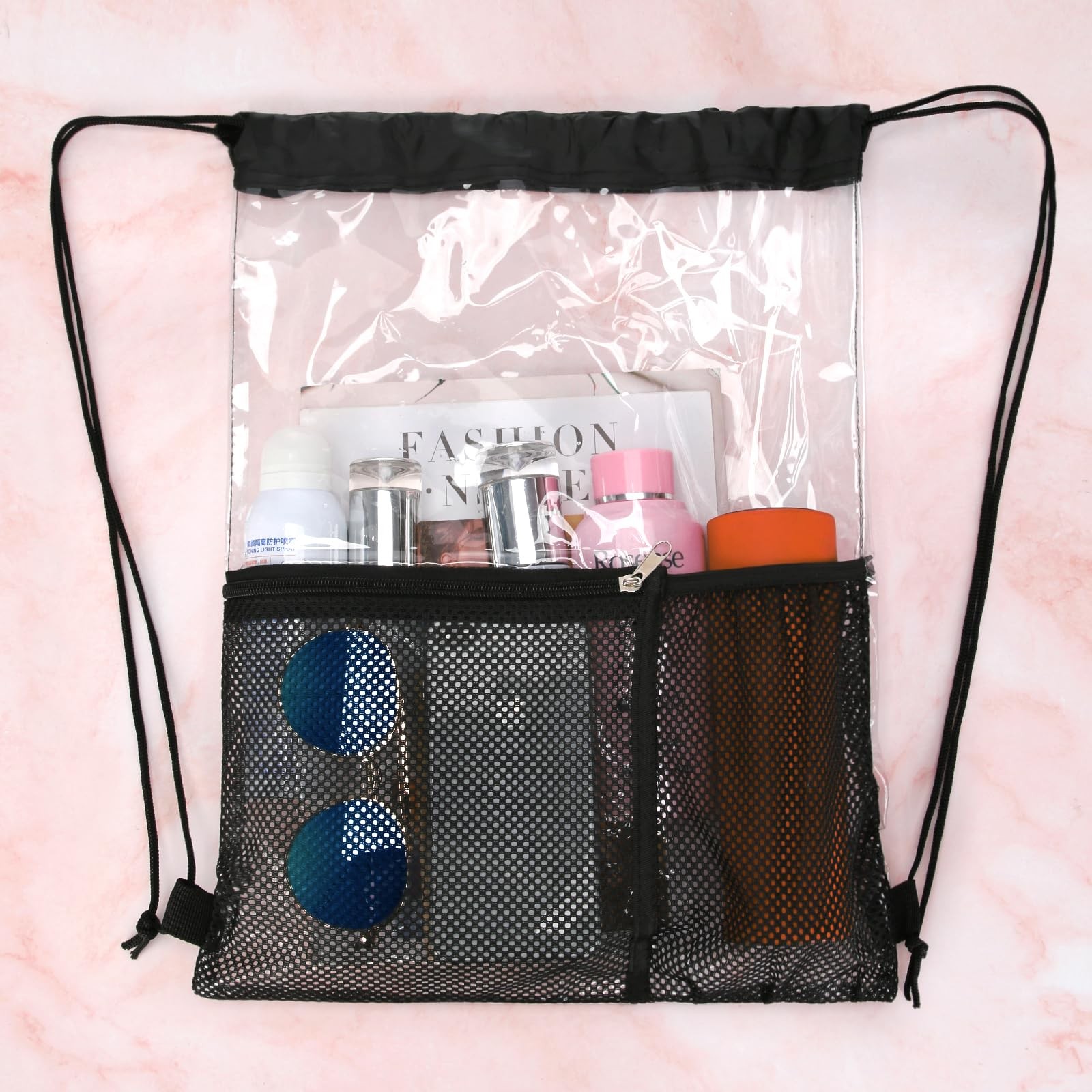 2 PACK Clear Drawstring Bag Stadium Approved, See Through Transparent PVC Dra…