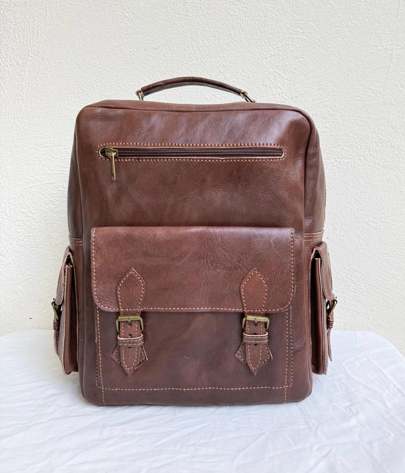 Handcrafted Genuine Leather Backpack – Brown Color | 45 × 33 cm | Handmade