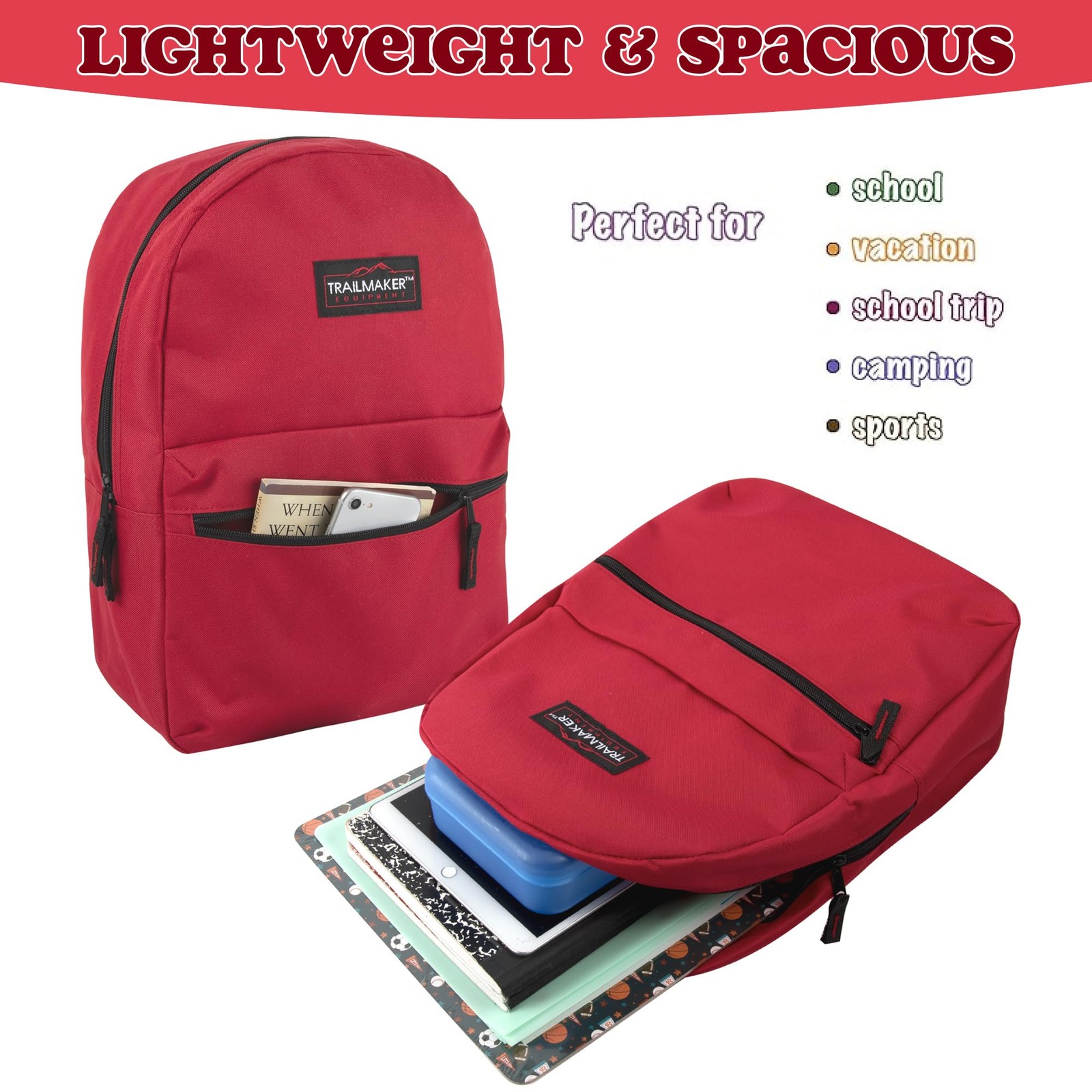 Classic 17 inch Backpacks with Adjustable Padded Straps | School Backpacks fo…