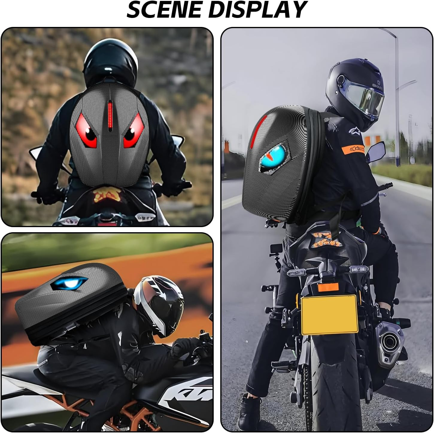 Motorcycle Backpack for Men, LED Backpack with DIY Programmable Full Color Scree