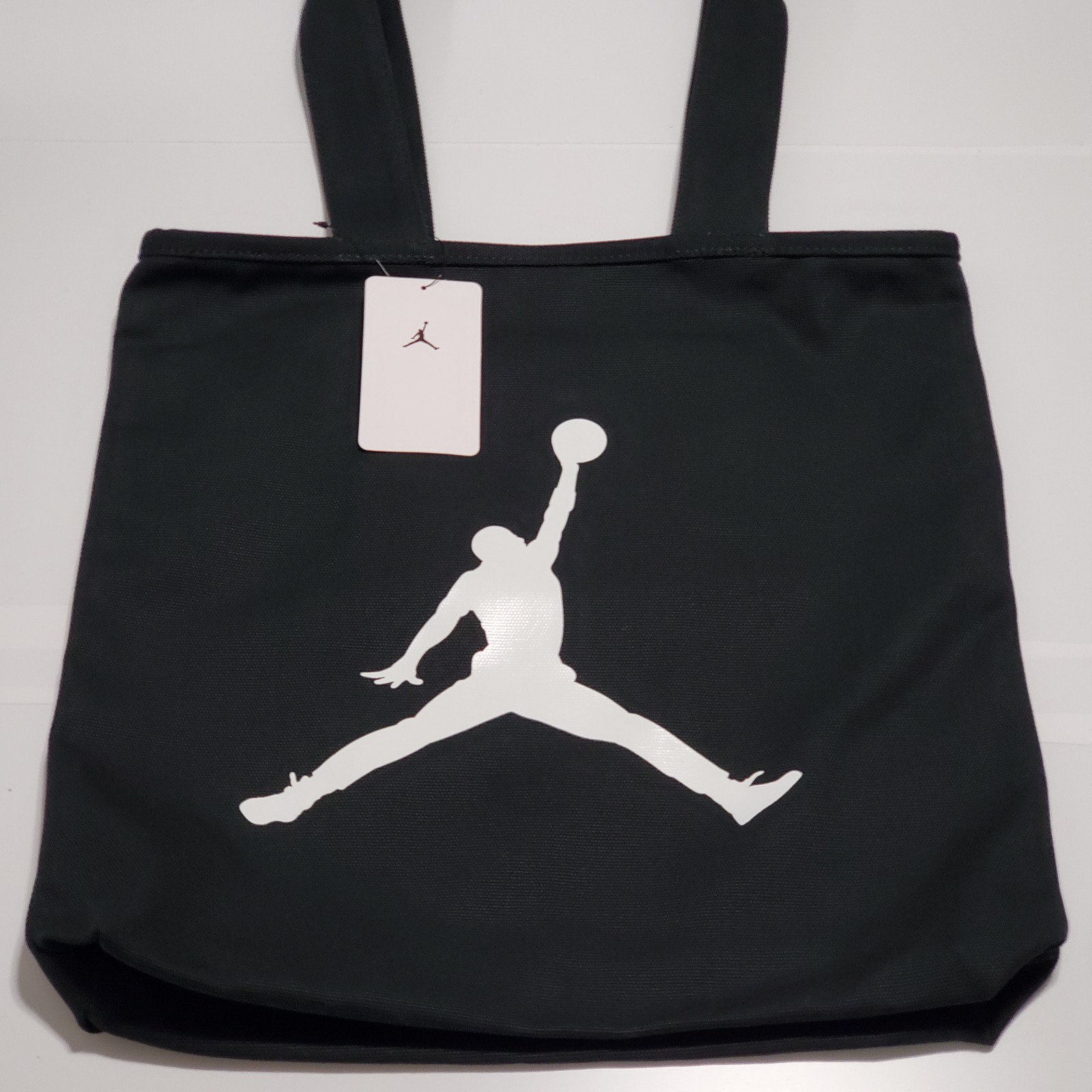Jordan Logo Graphic Print Tote Bag Black Open Top Double Handles MA9222-023