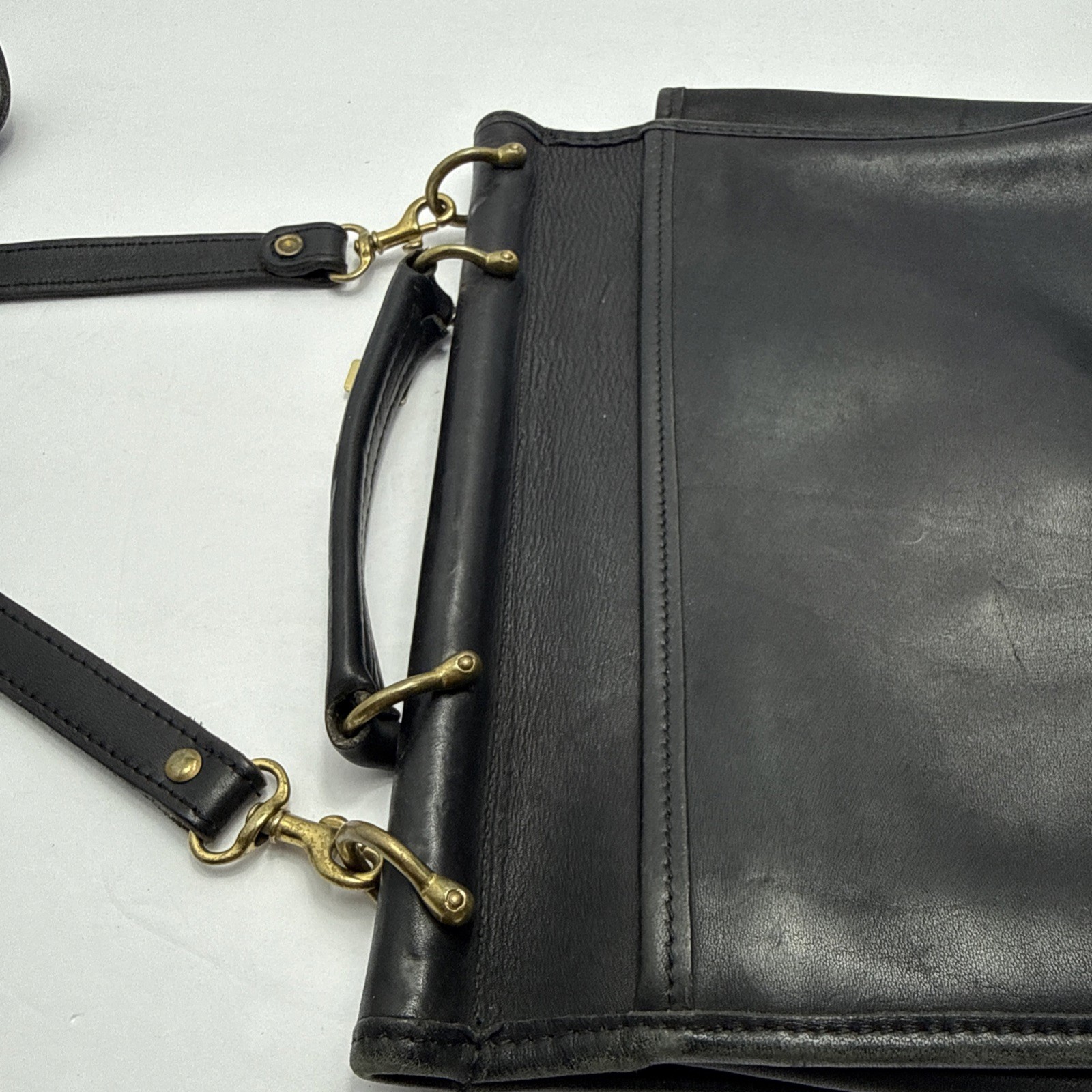 Jack Georges University Executive Black Leather Briefcase Messenger Bag Made USA