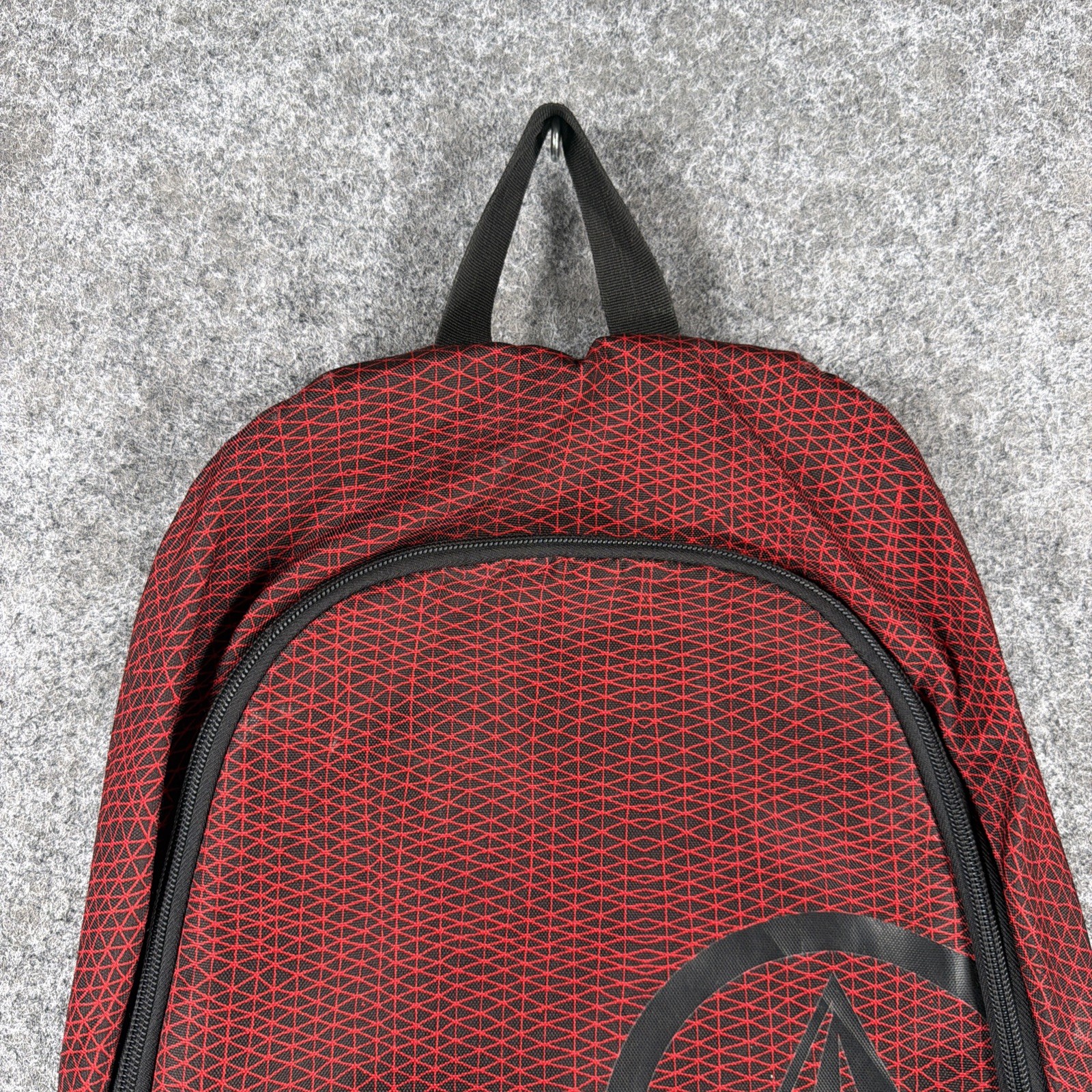 VOLCOM Stone Logo Backpack Red Black Geometric Crosshatch Grid Skate School Bag