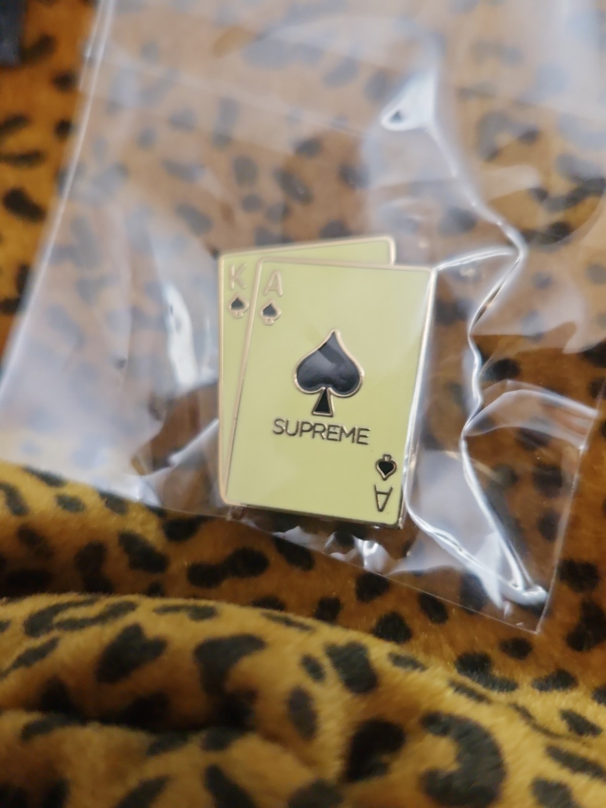 Supreme Velvet Backpack – Tan Leopard – NEW ( With Pins As Shown) Free Shipping